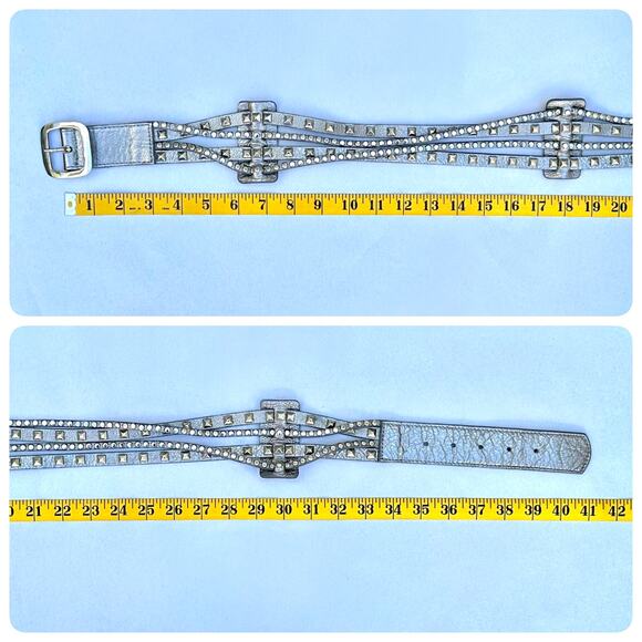 Leatherock USA Silver Studded 4-Strand Genuine Leather Handmade Hip Belt XL/38” - Picture 7 of 8